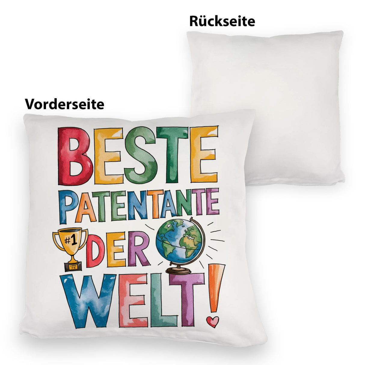 Beste Patentante der Welt Kissen goldener Pokal Globus