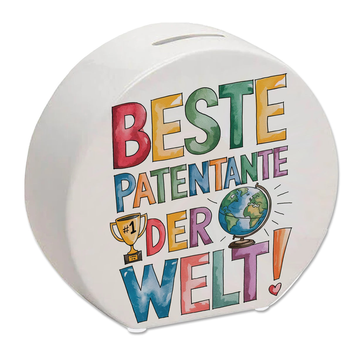 Beste Patentante der Welt Spardose goldener Pokal Globus