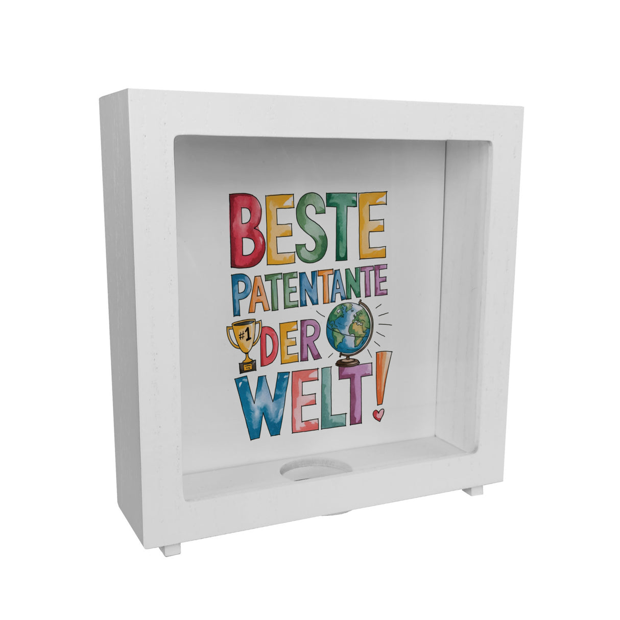 Beste Patentante der Welt Spardose goldener Pokal Globus