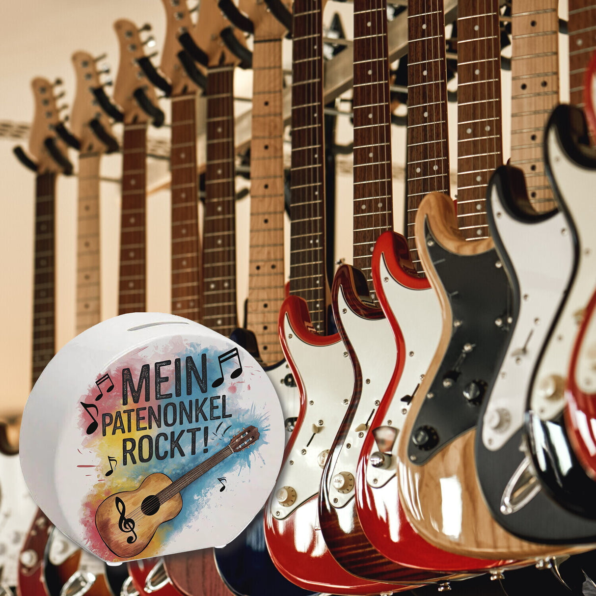 Mein Patenonkel rockt Spardose Gitarre