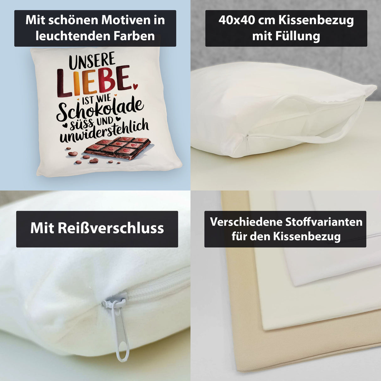 Liebe ist wie Schokolade Kissen Schokoladentafel