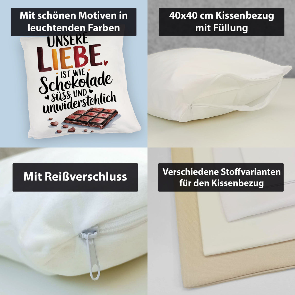 Liebe ist wie Schokolade Kissen Schokoladentafel
