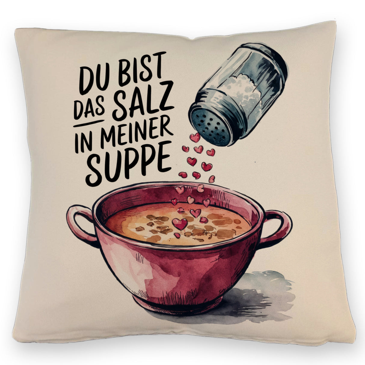 Du bist das Salz Kissen Salzstreuer und Suppe