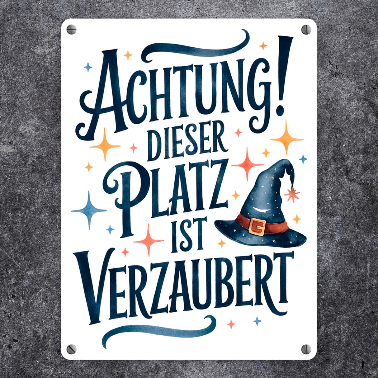 Zaubererhut Achtung Platz verzaubert Metallschild in 15x20 cm