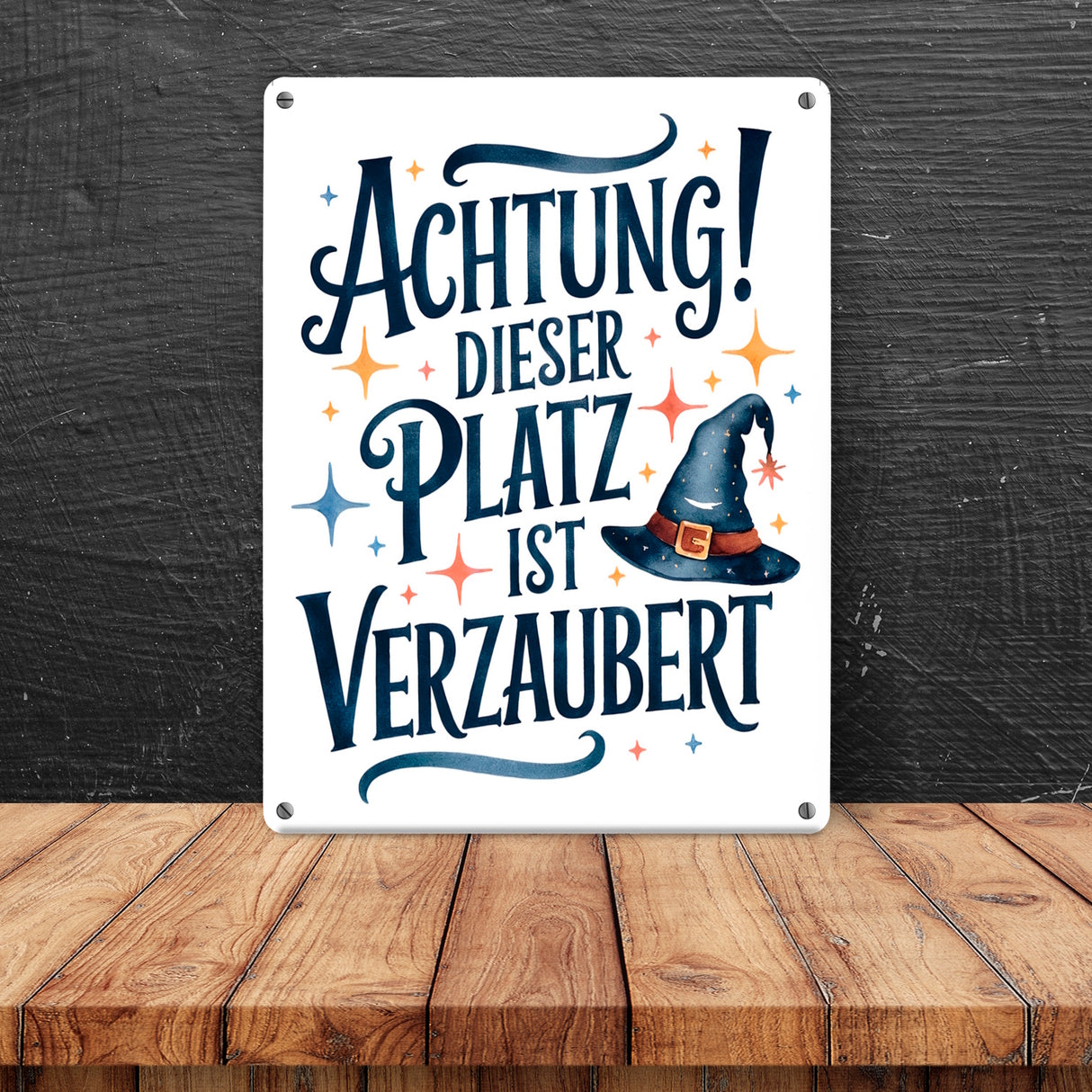 Zaubererhut Achtung Platz verzaubert Metallschild in 15x20 cm