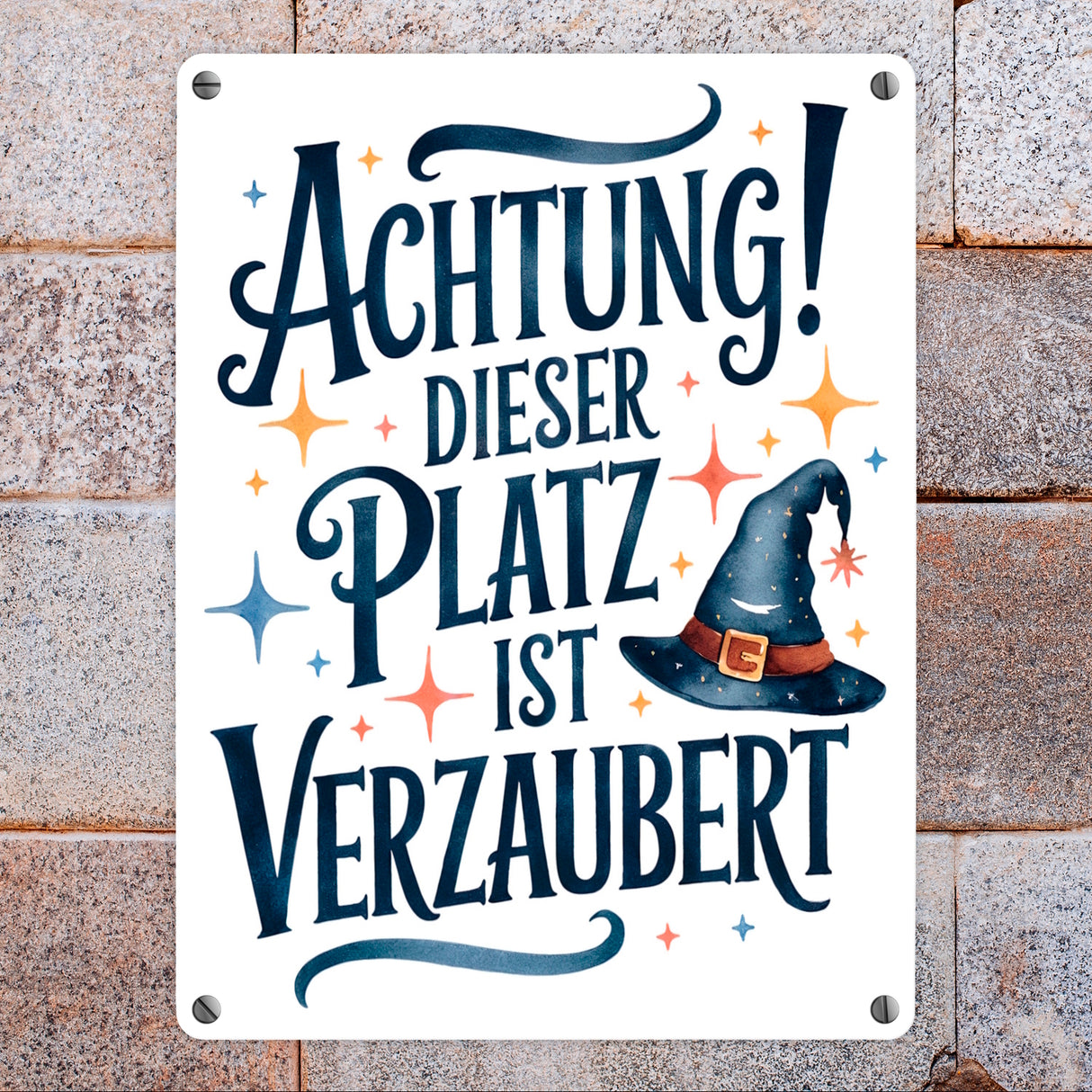 Zaubererhut Achtung Platz verzaubert Metallschild in 15x20 cm