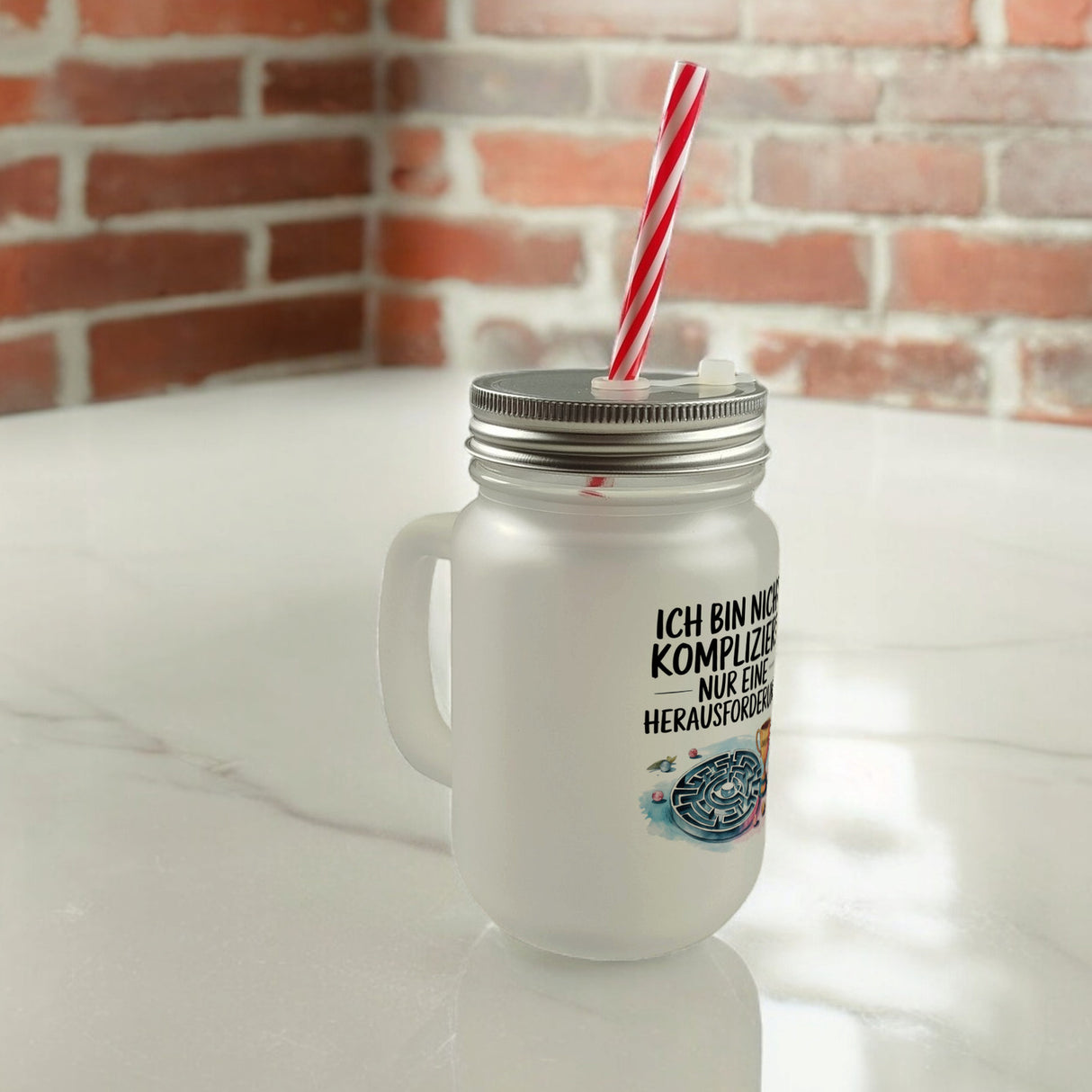 Herausforderung, nicht kompliziert Trinkglas mit Bambusdeckel Pokal