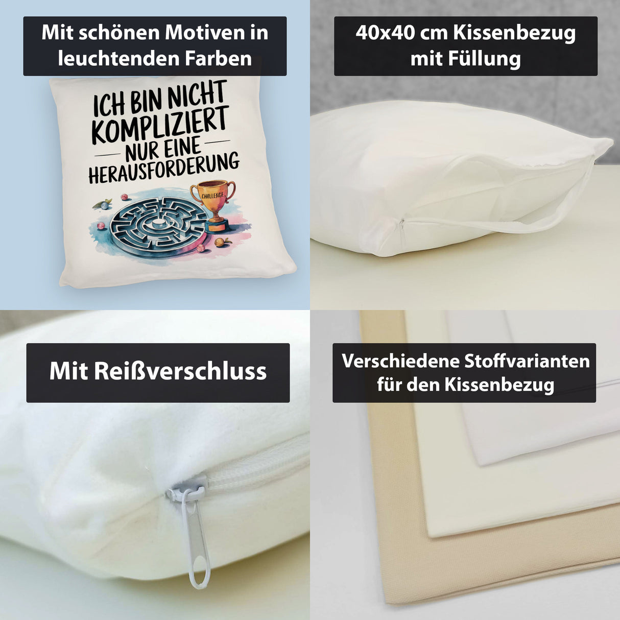Herausforderung, nicht kompliziert Kissen Pokal
