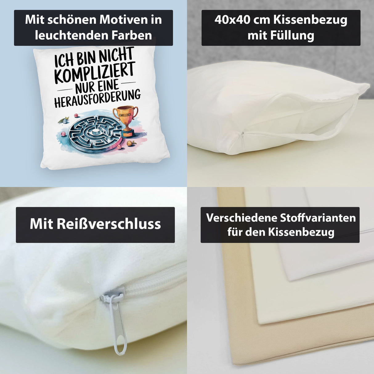 Herausforderung, nicht kompliziert Kissen Pokal