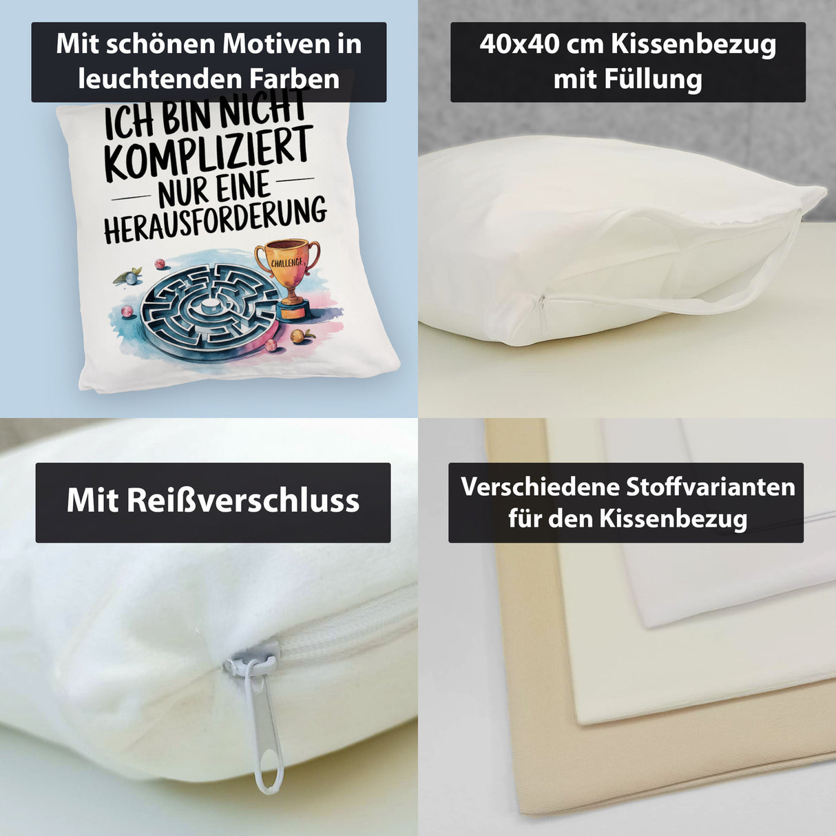 Herausforderung, nicht kompliziert Kissen Pokal