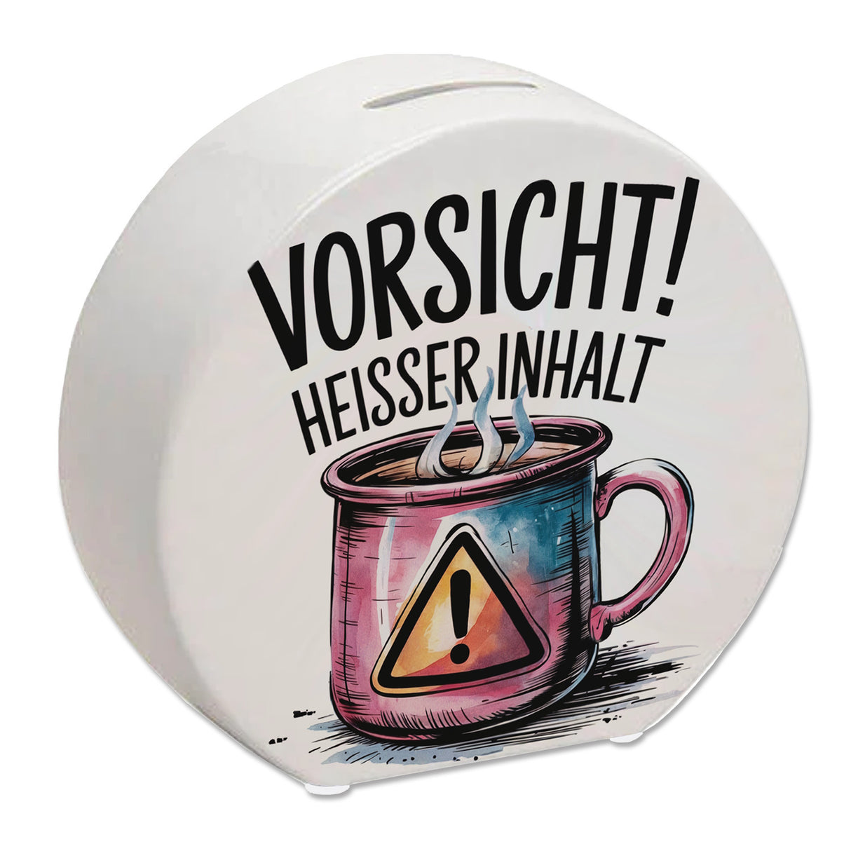 Dampfende Tasse Vorsicht Heißer Inhalt Spardose