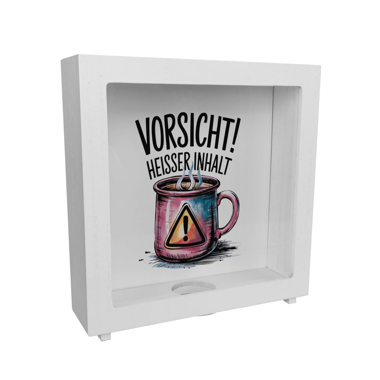 Dampfende Tasse Vorsicht Heißer Inhalt Spardose