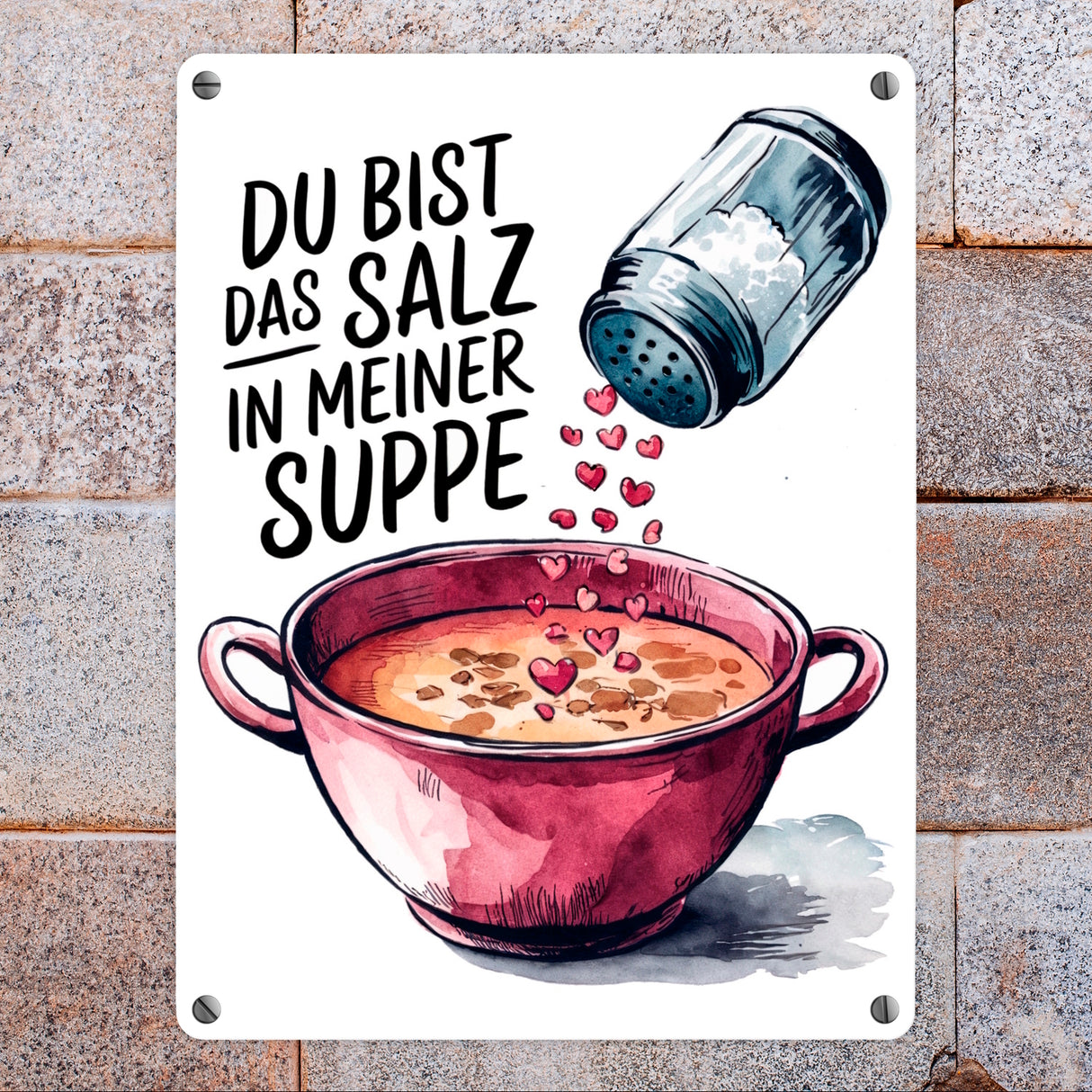 Du bist das Salz Metallschild in 15x20 cm Salzstreuer und Suppe