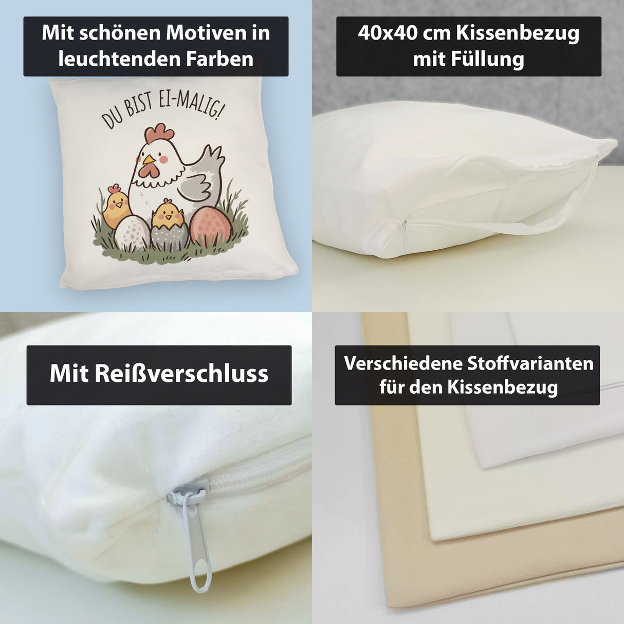 Henne mit Küken Du bist Ei-Malig! Kissen