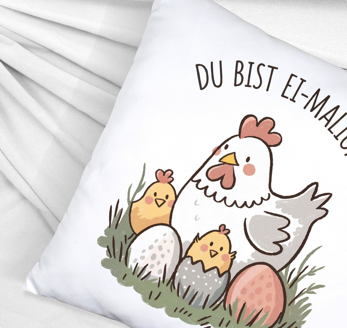 Henne mit Küken Du bist Ei-Malig! Kissen