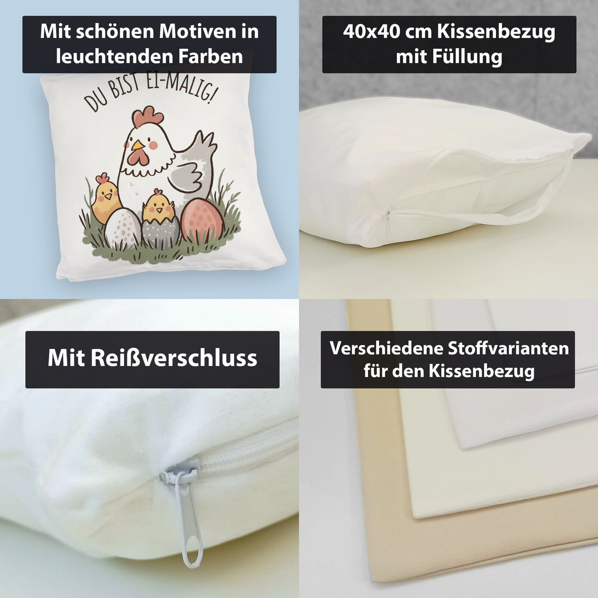 Henne mit Küken Du bist Ei-Malig! Kissen