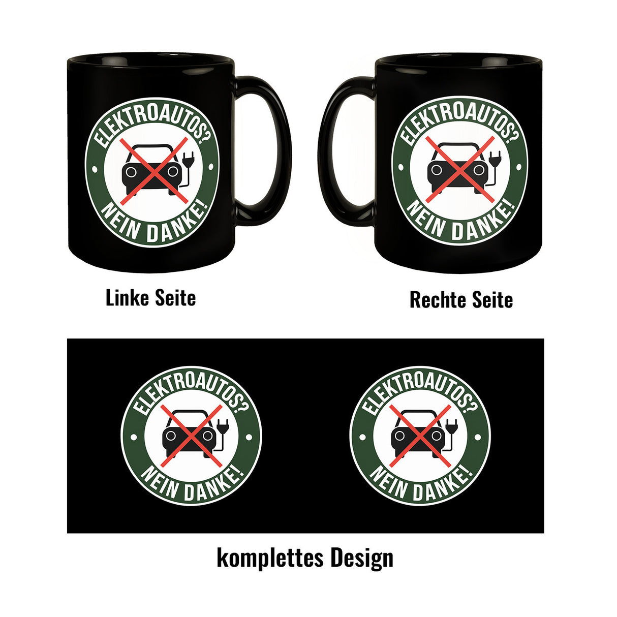 Elektroauto Statement Tasse : NEIN DANKE!