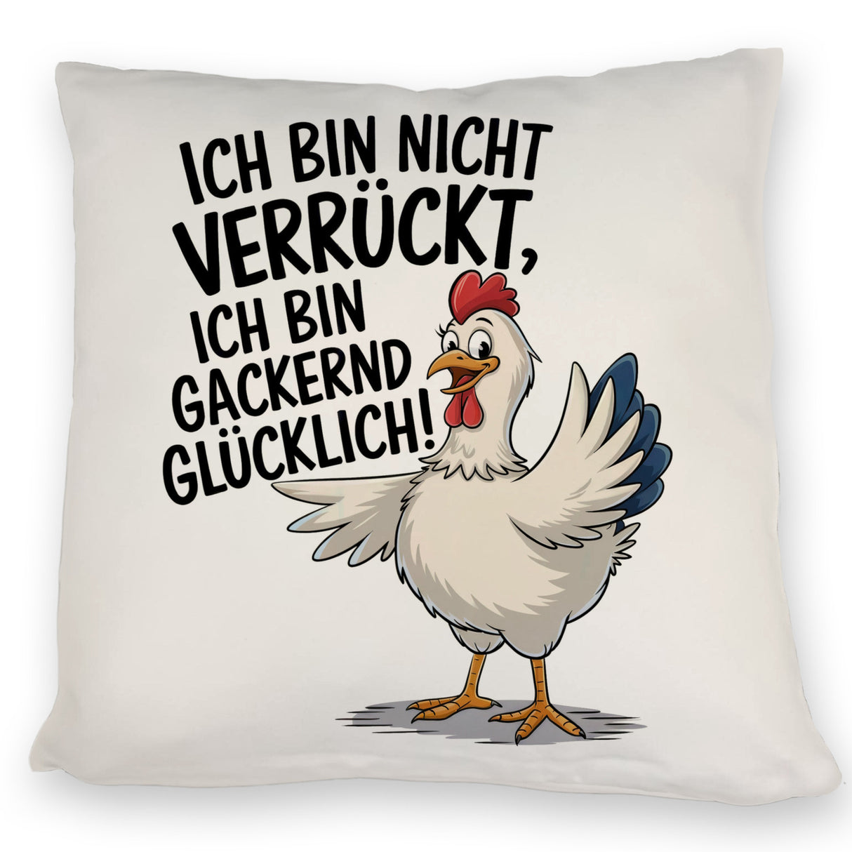 Fröhliches Huhn Gackernd Glücklich Kissen