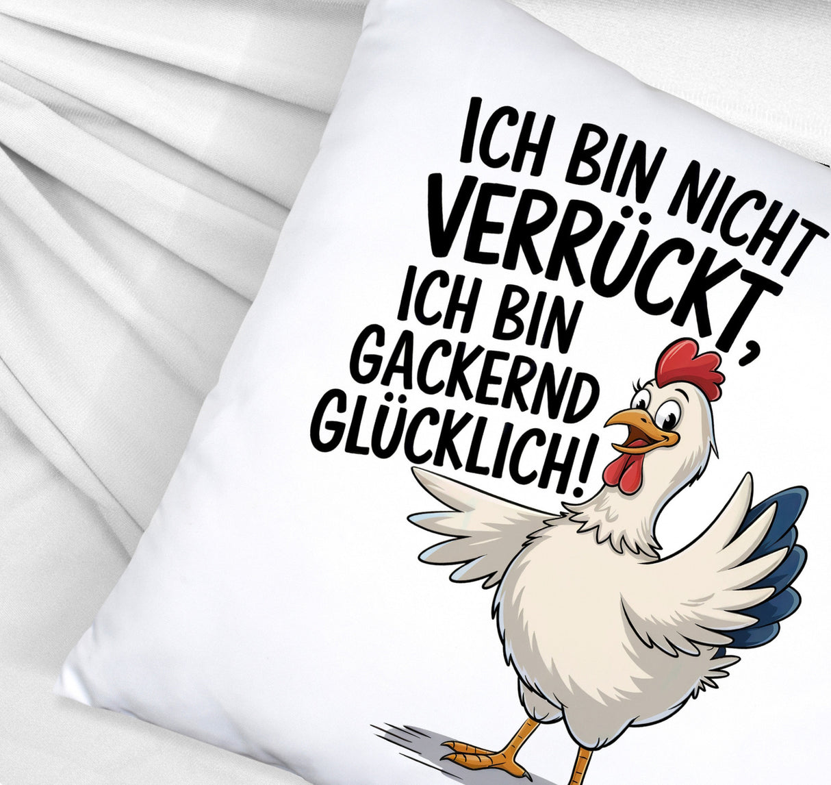 Fröhliches Huhn Gackernd Glücklich Kissen