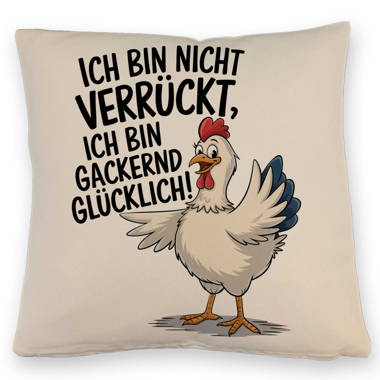Fröhliches Huhn Gackernd Glücklich Kissen