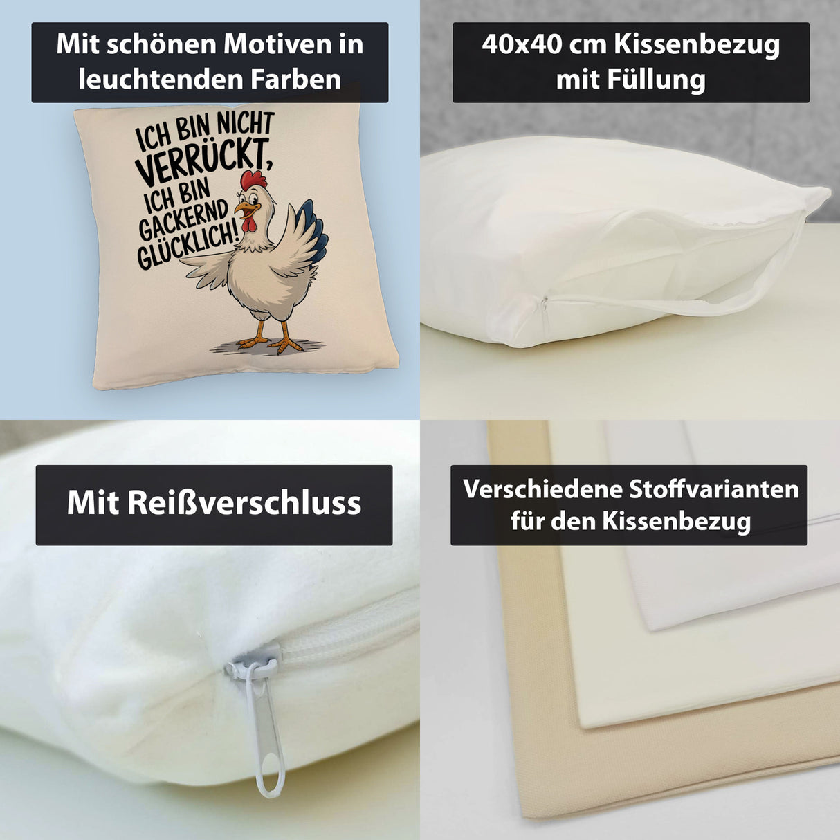 Fröhliches Huhn Gackernd Glücklich Kissen