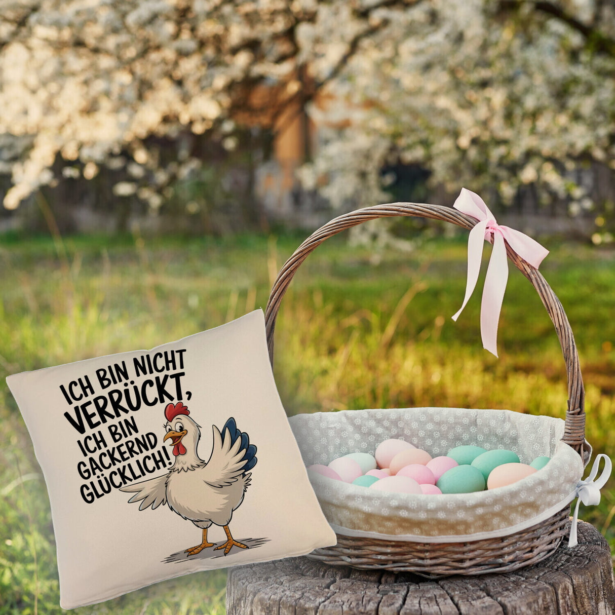 Fröhliches Huhn Gackernd Glücklich Kissen