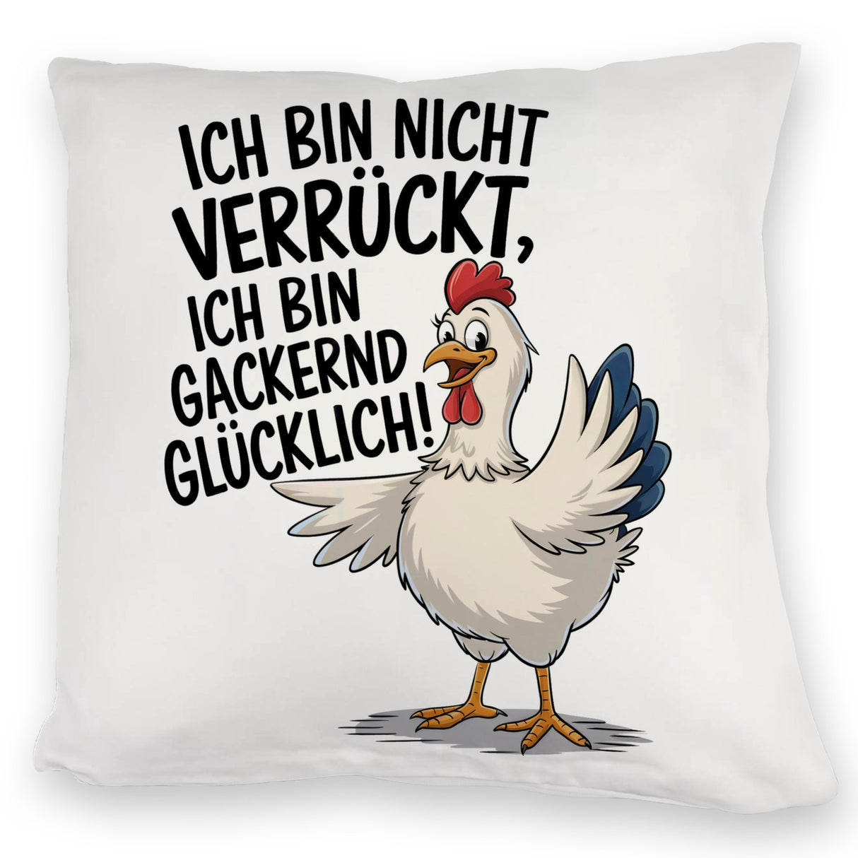 Fröhliches Huhn Gackernd Glücklich Kissen