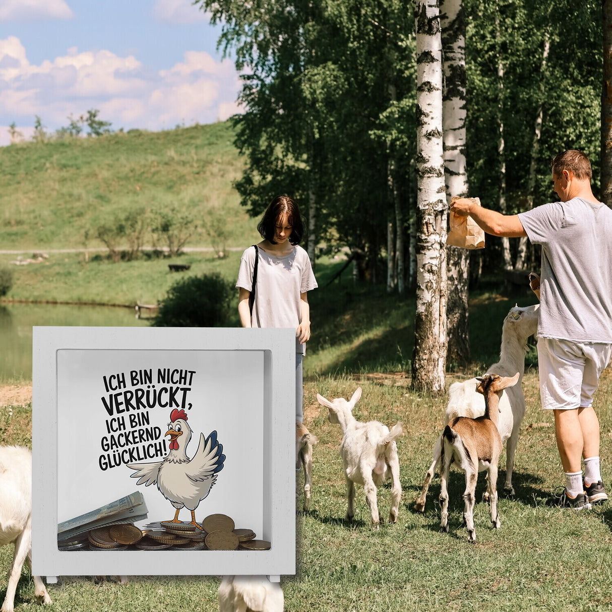 Fröhliches Huhn Gackernd Glücklich Spardose