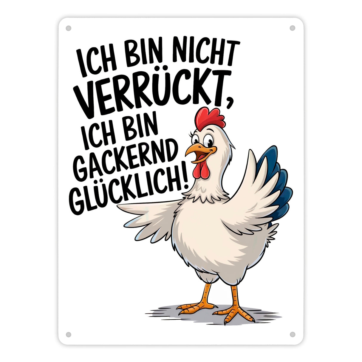 Fröhliches Huhn Gackernd Glücklich Metallschild in 15x20 cm