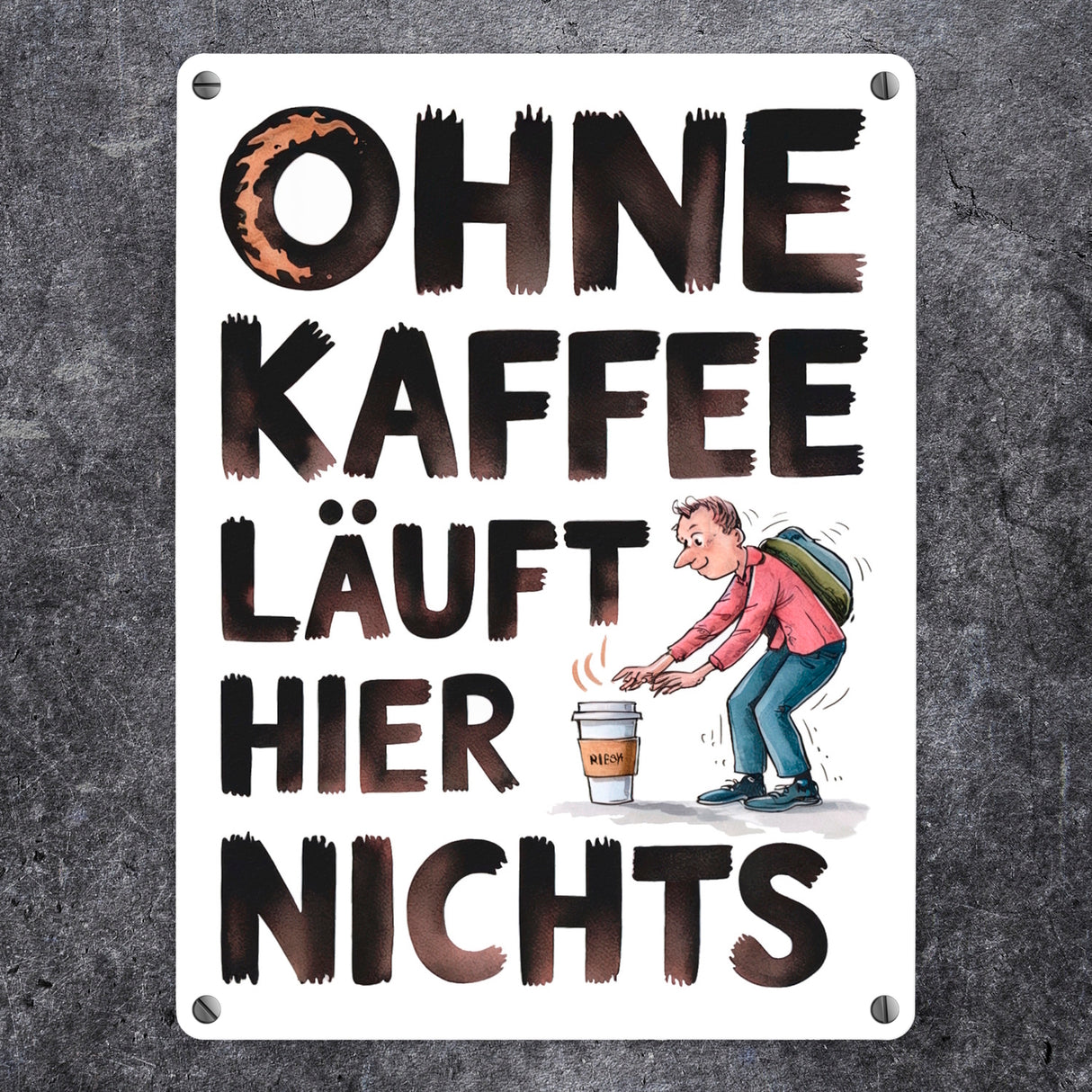 Ohne Kaffee läuft hier nichts Metallschild in 15x20 cm