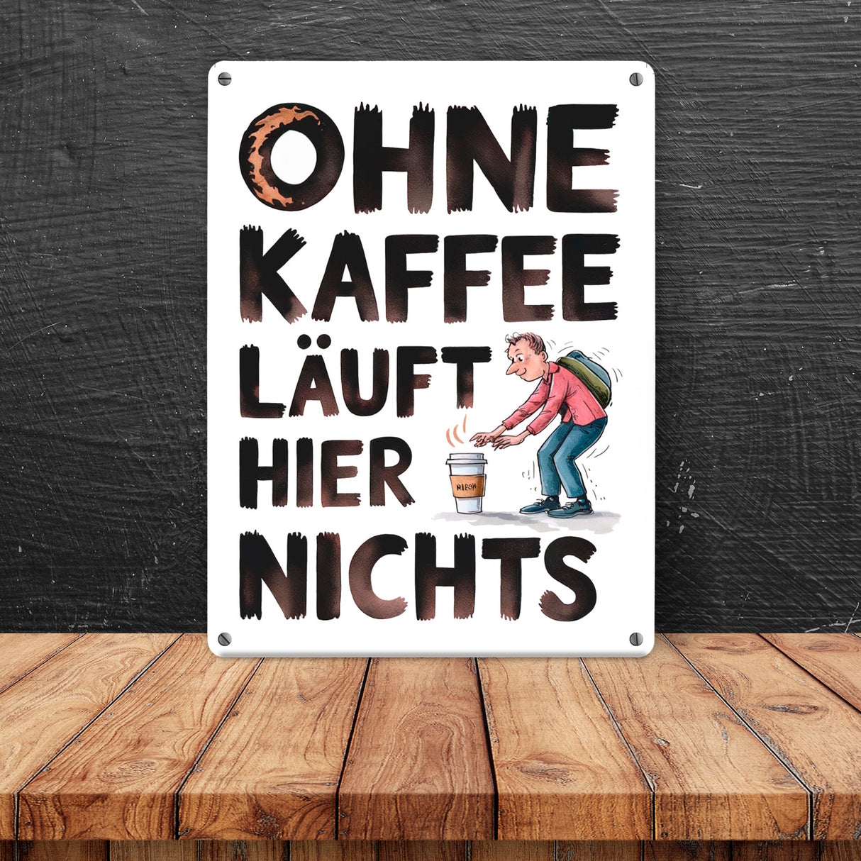 Ohne Kaffee läuft hier nichts Metallschild in 15x20 cm