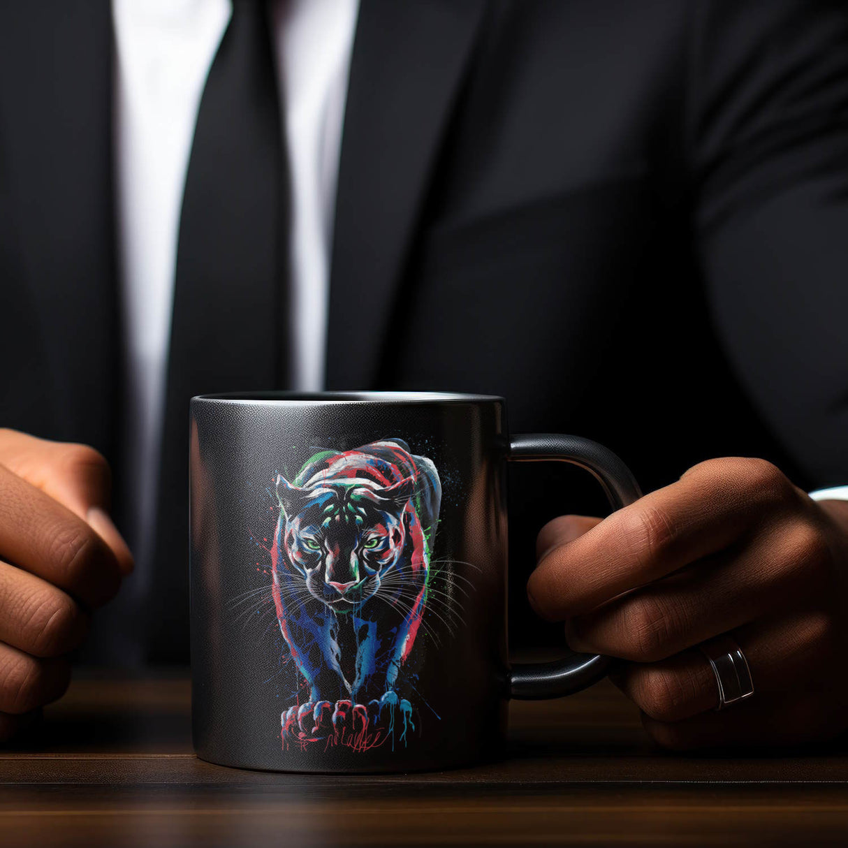 Abstrakter Panther Farbspiel Tasse für Kunstliebhaber