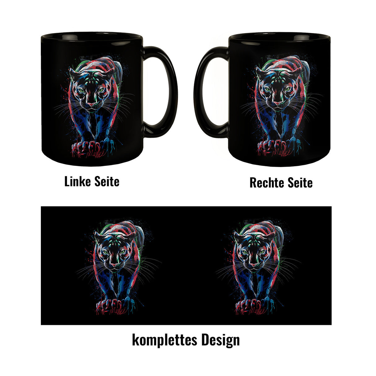 Abstrakter Panther Farbspiel Tasse für Kunstliebhaber