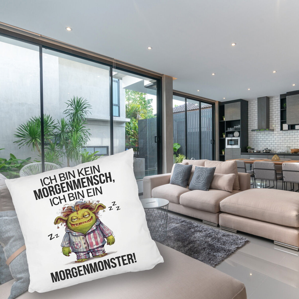 Verschlafenes Morgenmonster Kissen Monster