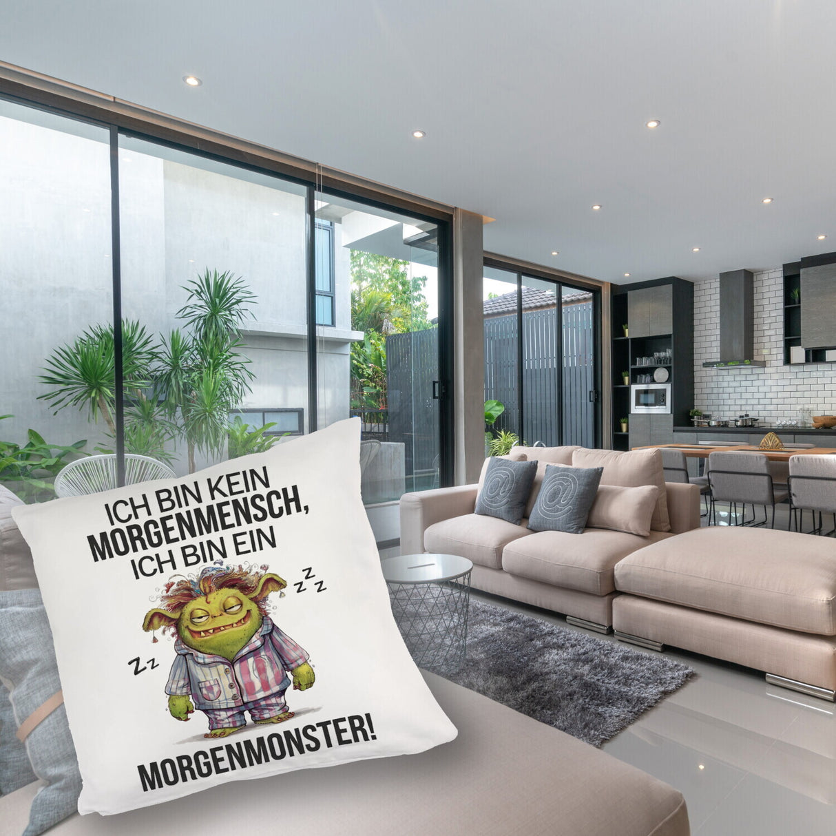 Verschlafenes Morgenmonster Kissen Monster