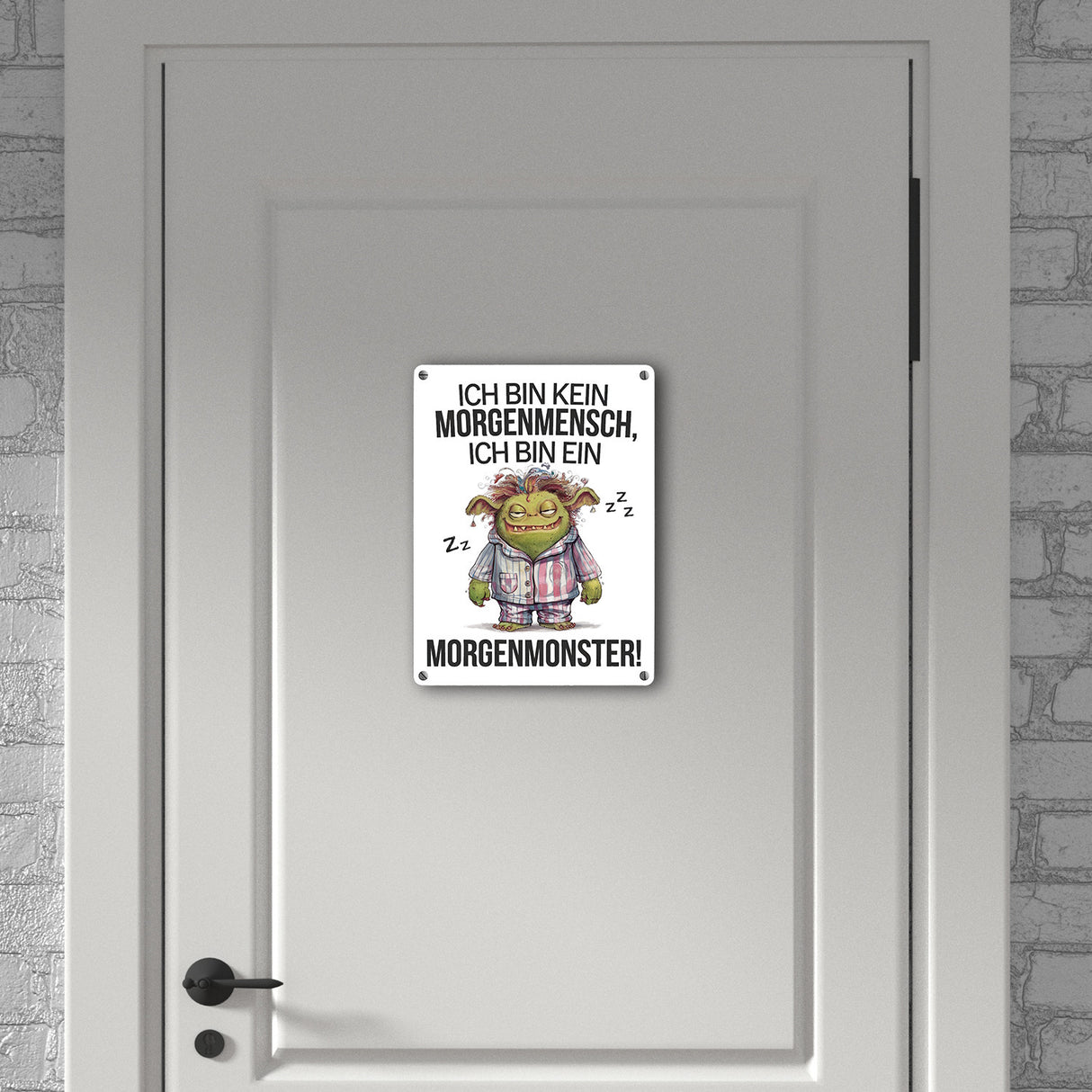 Verschlafenes Morgenmonster Metallschild in 15x20 cm Monster