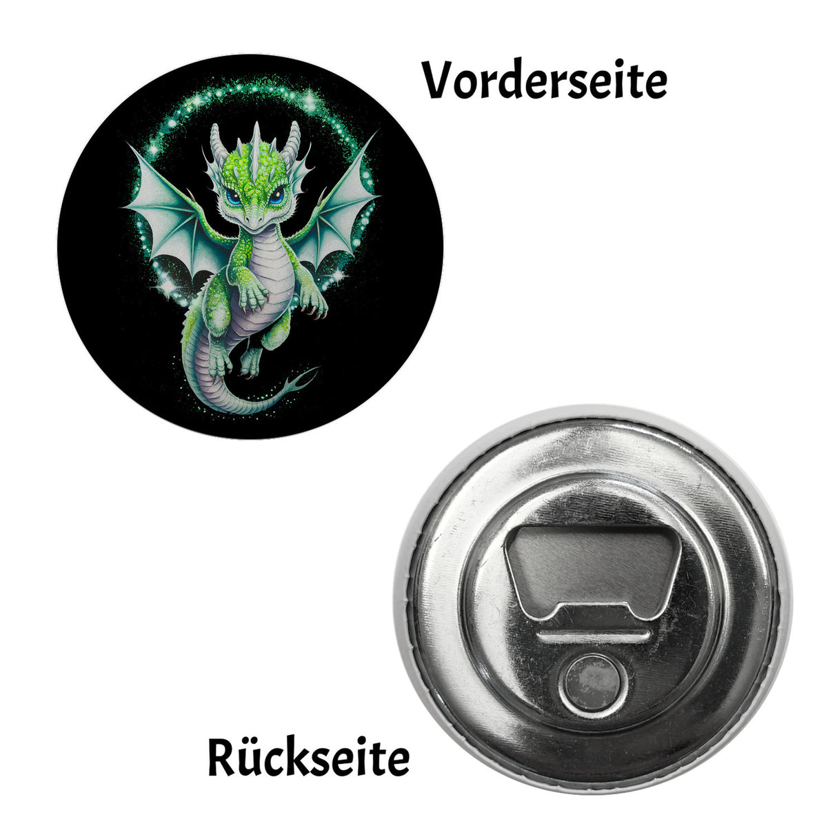 Grüner Babydrache Glitzerkunst Magnet für Drachenfans