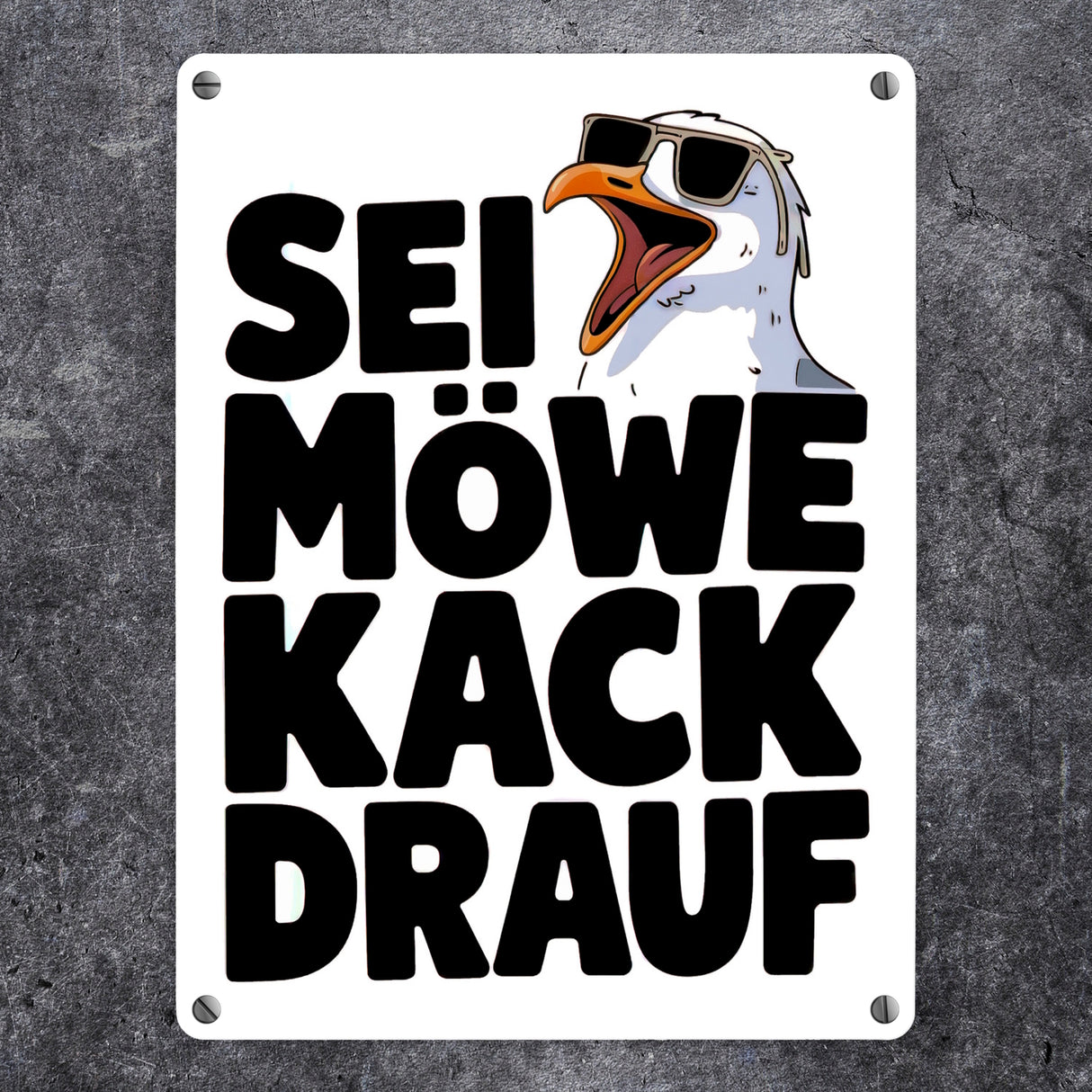 Möwe Sonnenbrille kack drauf Metallschild in 15x20 cm für Möwenfans
