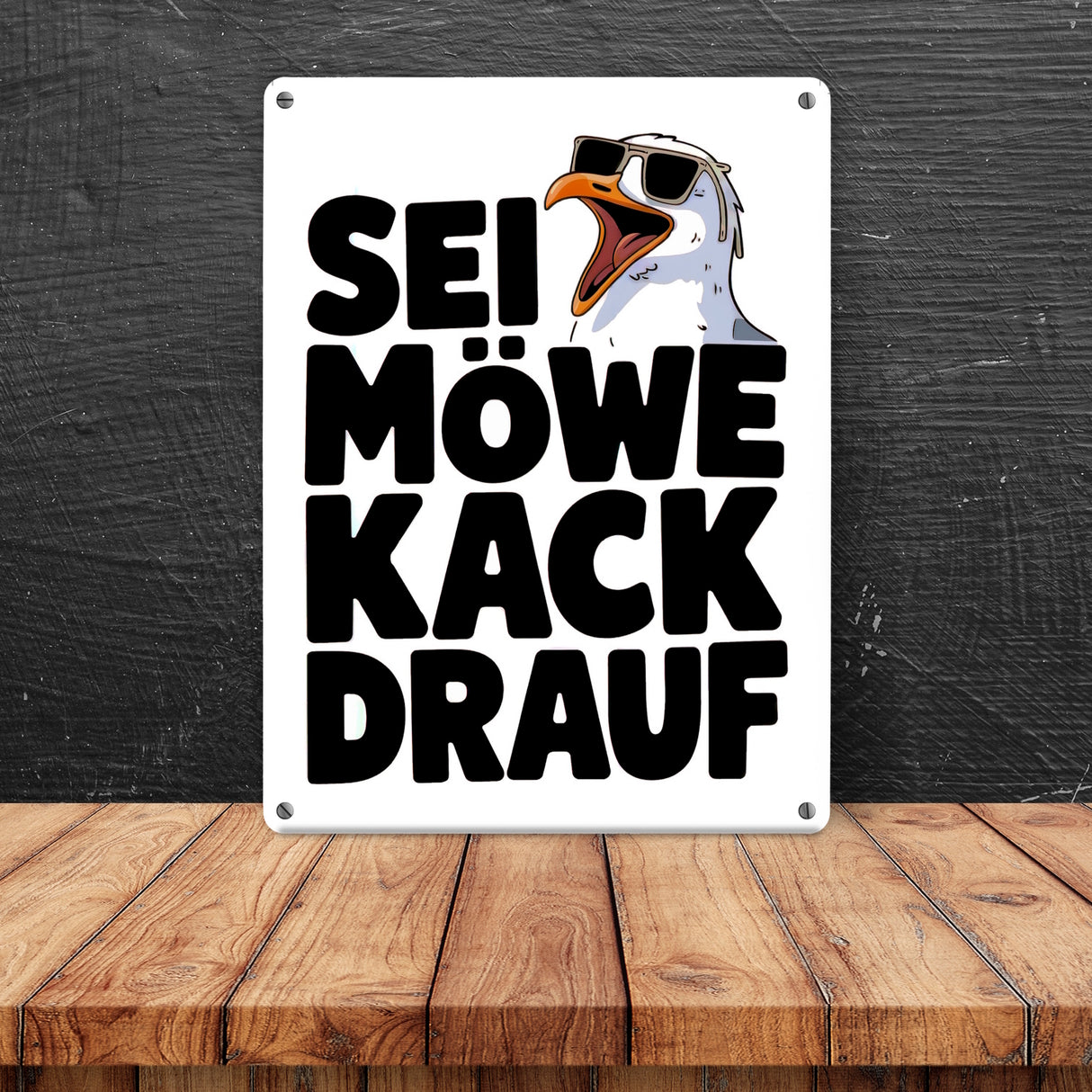 Möwe Sonnenbrille kack drauf Metallschild in 15x20 cm für Möwenfans