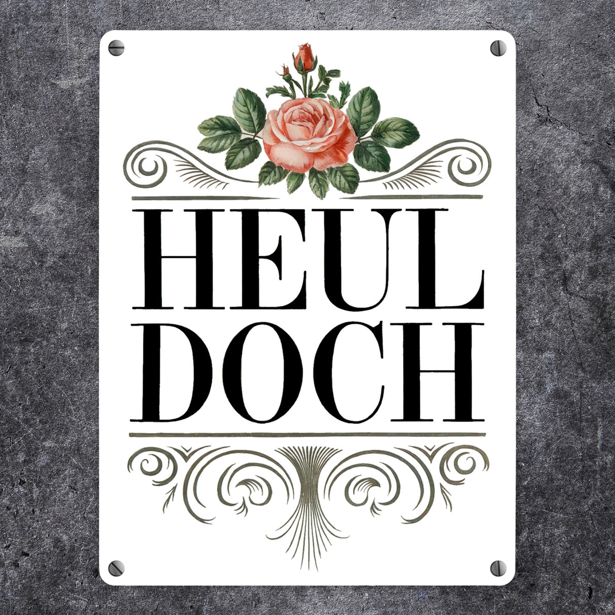 Heul doch Rose Metallschild in 15x20 cm Rosendekor