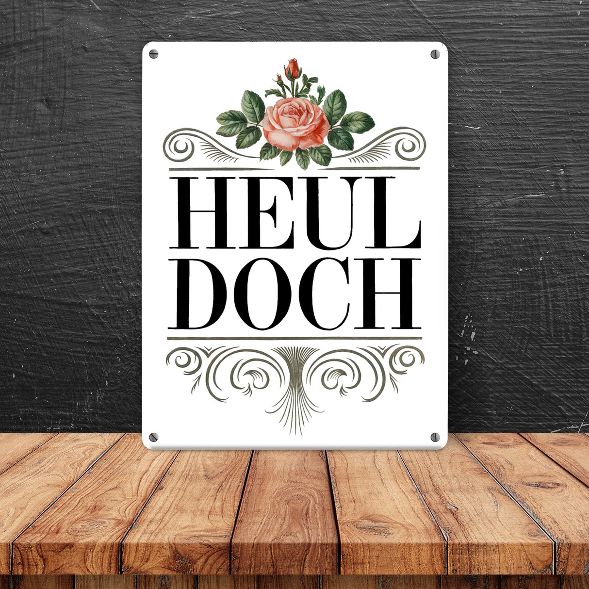 Heul doch Rose Metallschild in 15x20 cm Rosendekor