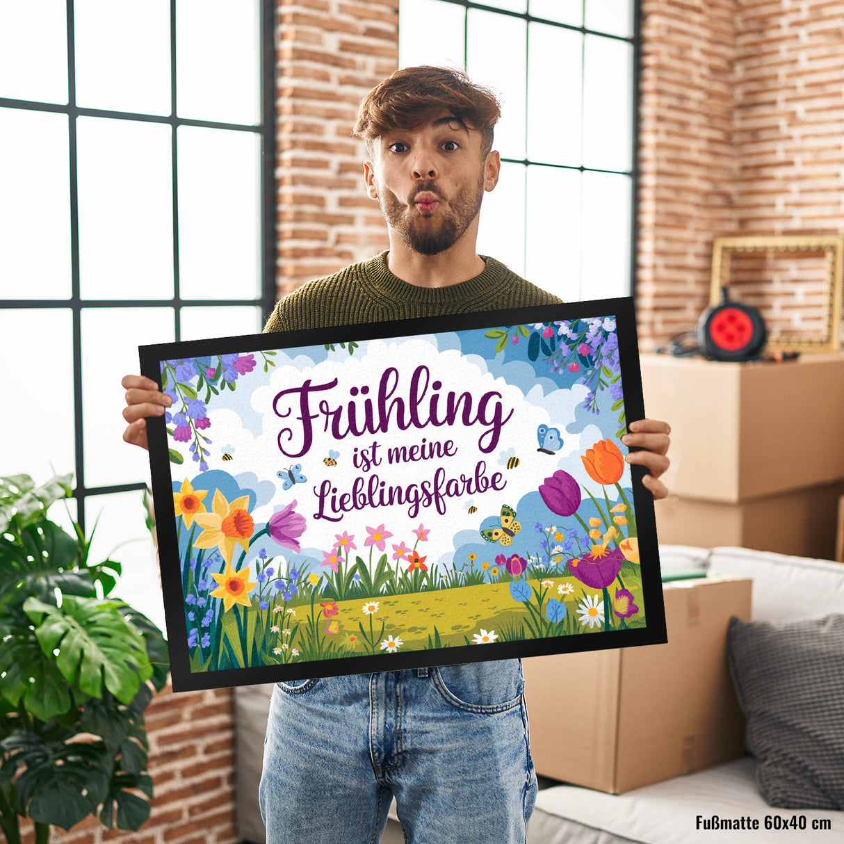 Frühlingswiese Fußmatte in 35x50 cm - Frühling ist meine Lieblingsfarbe