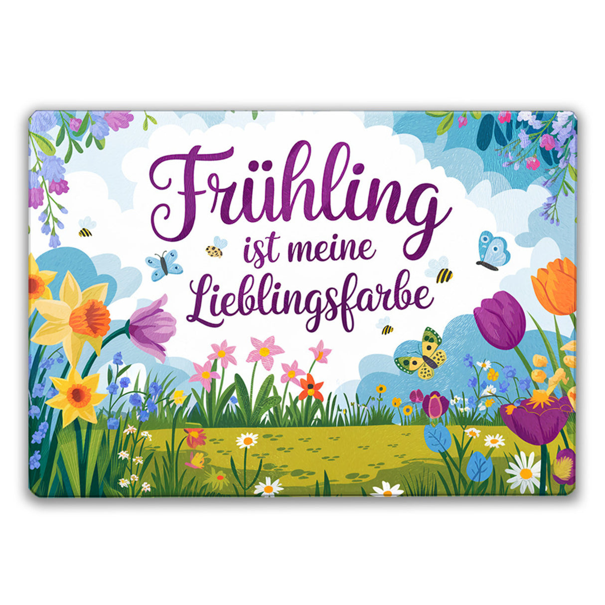 Frühlingswiese Schneidebrett aus Glas - Frühling ist meine Lieblingsfarbe