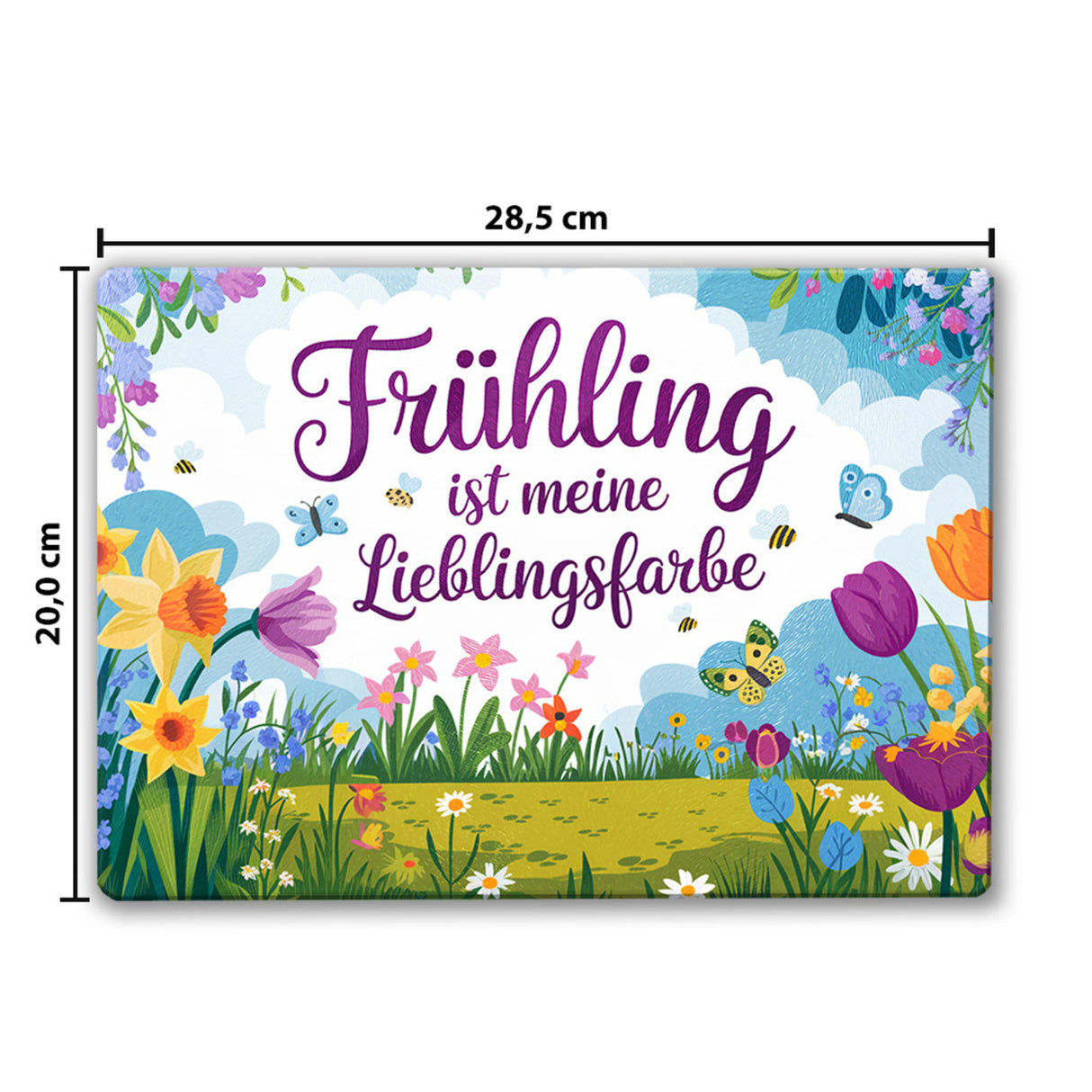 Frühlingswiese Schneidebrett aus Glas - Frühling ist meine Lieblingsfarbe