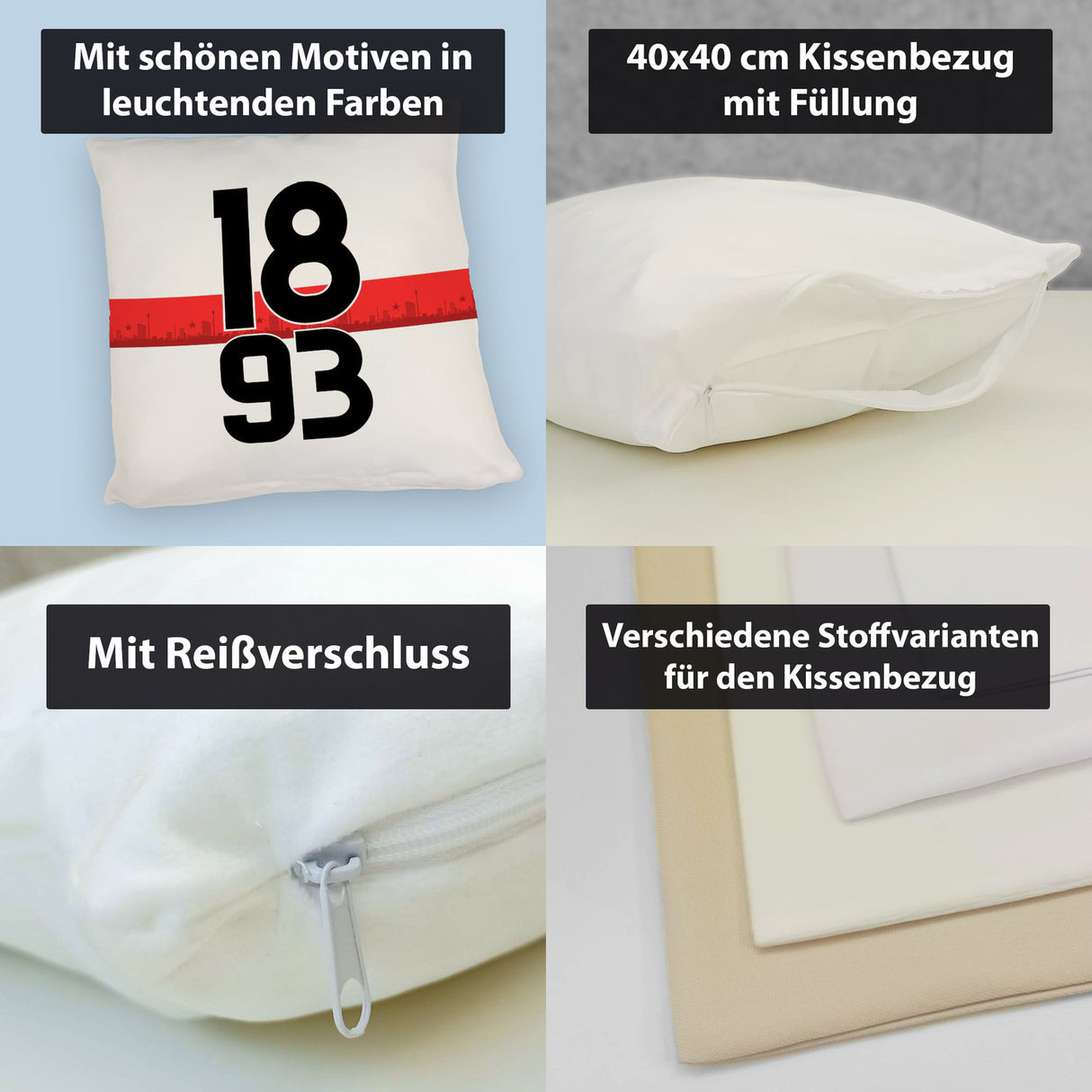 Stuttgart Brustring 1893 Kissen mit Skyline