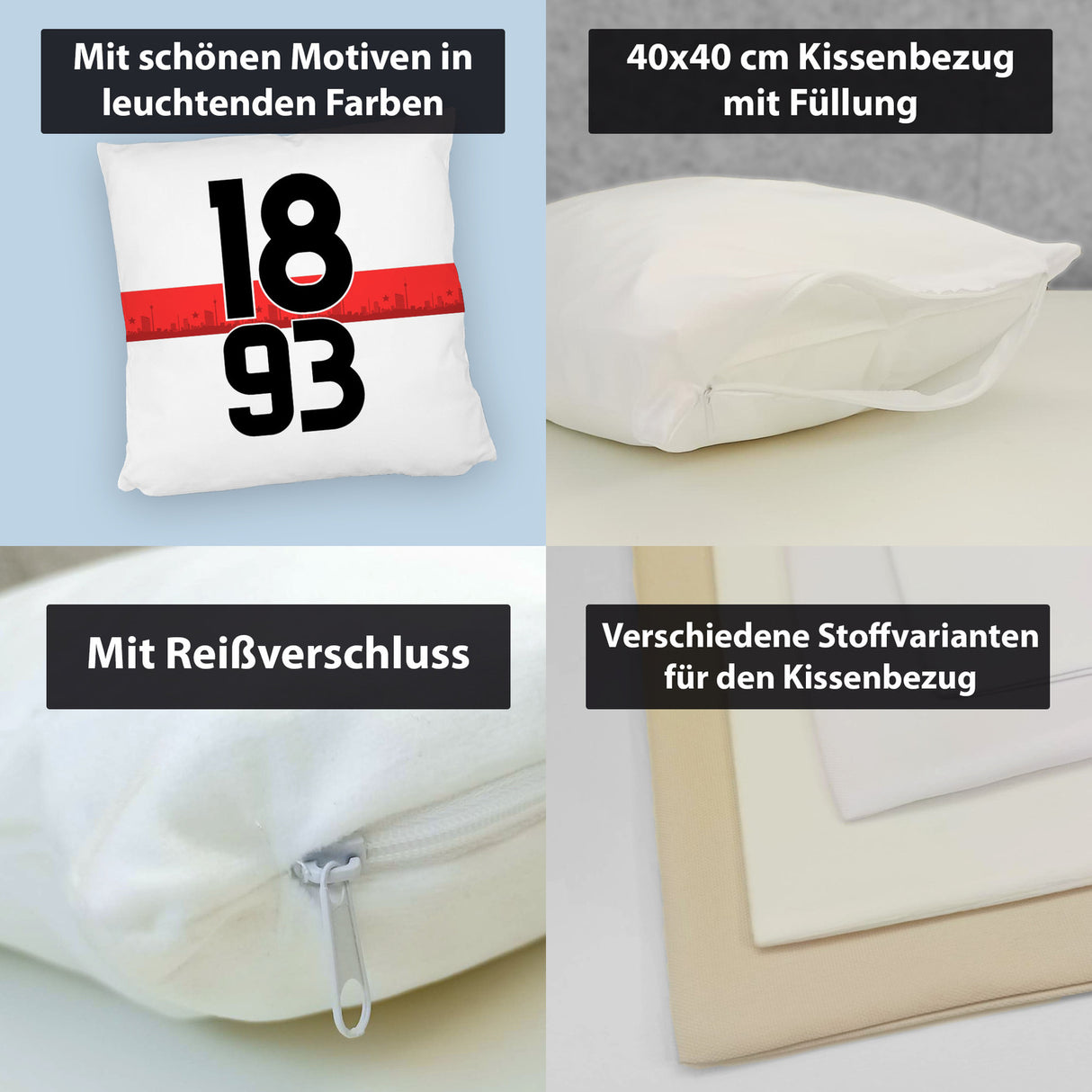 Stuttgart Brustring 1893 Kissen mit Skyline