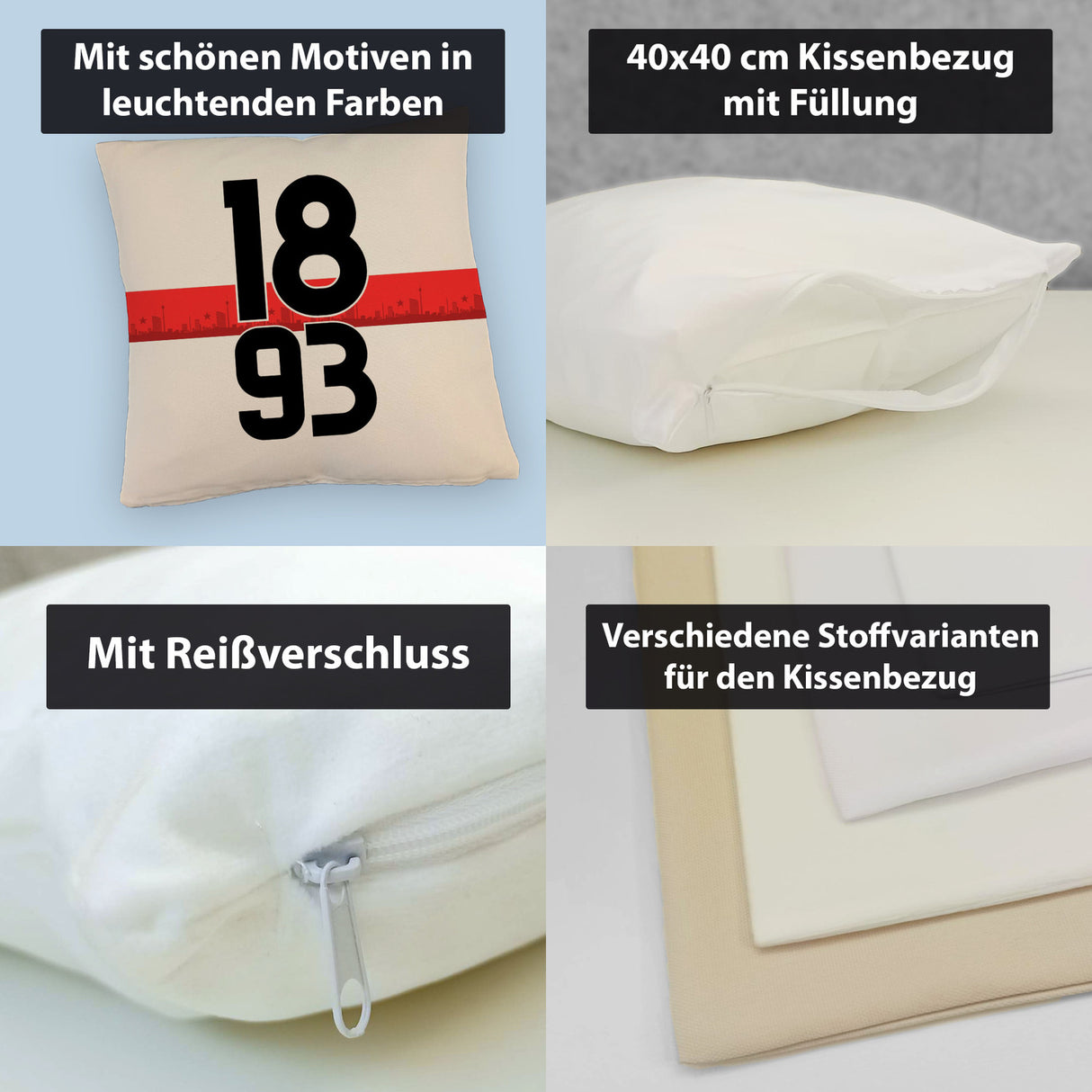 Stuttgart Brustring 1893 Kissen mit Skyline