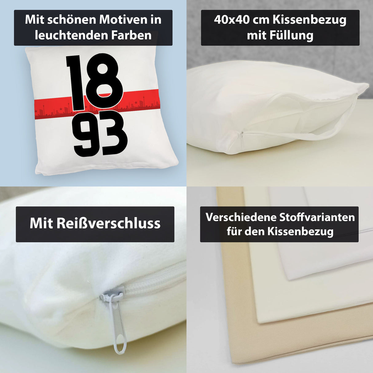 Stuttgart Brustring 1893 Kissen mit Skyline