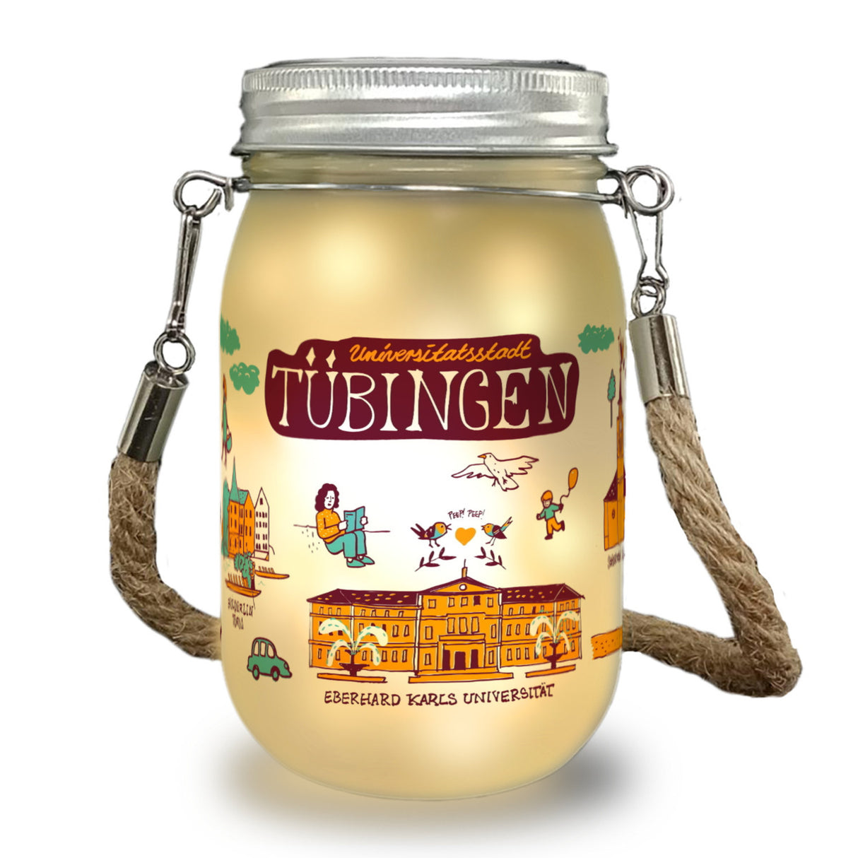 Tübingen Wimmelgrafik Solarlicht mit Sehenswürdigkeiten