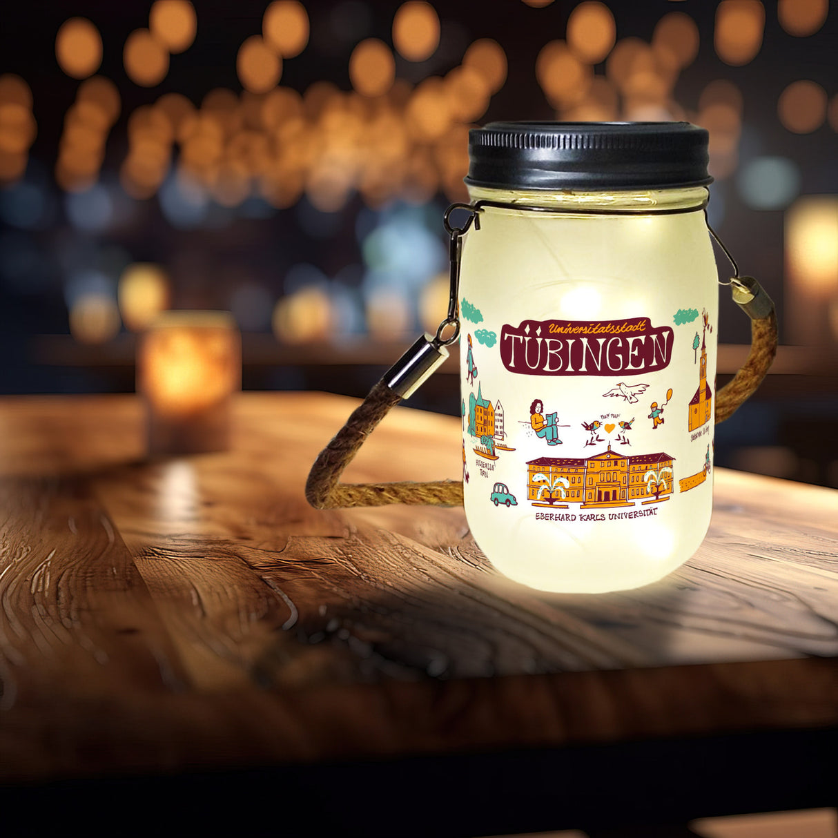 Tübingen Wimmelgrafik Solarlicht mit Sehenswürdigkeiten